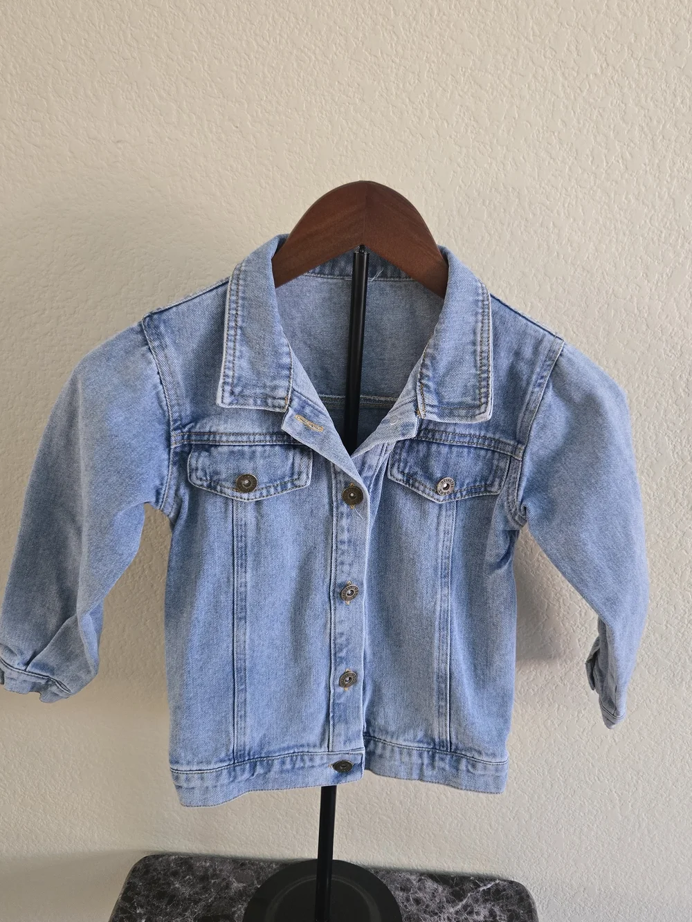 Kids Light Blue Embroidered Denim Boy Jacket - Casual Button-Up